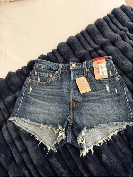 Levi's Pants - Women's Levi's 501 High Rise Distressed Jean Shorts Blue Size 25
